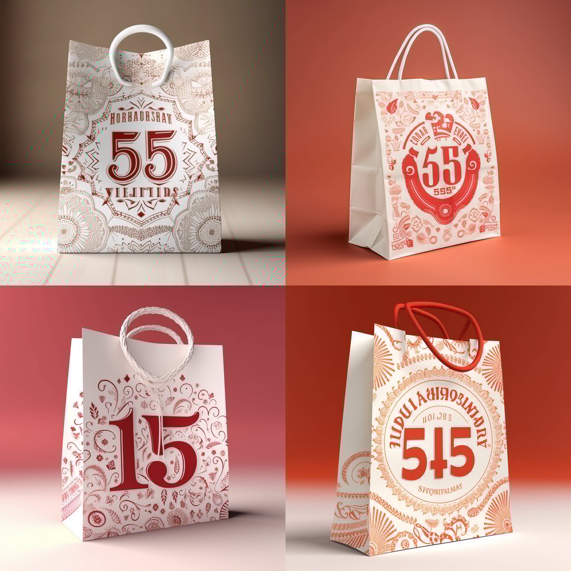 Retro-Styled White Paper Bag Design Mid-Journey Update