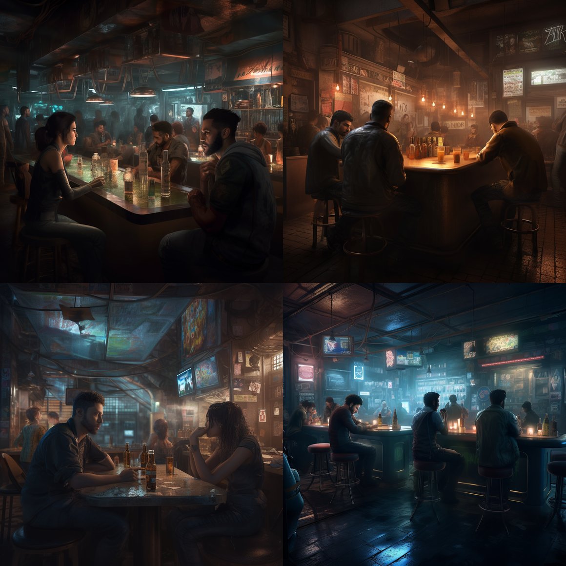 Midnight Brew: Cyberpunk Bar Scene in Mexico City Version 5