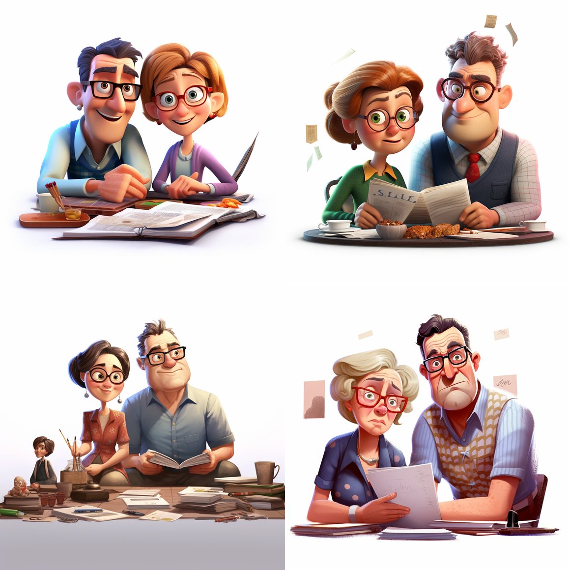Midlife Paperwork: A Hyper-Realistic Pixar Style Artwork