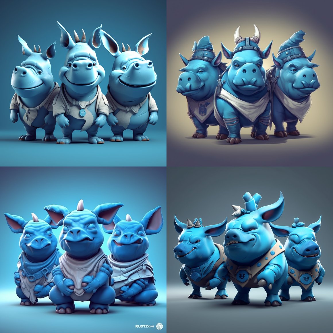 Rhino Trio: Mid-Journey of Game Character Development