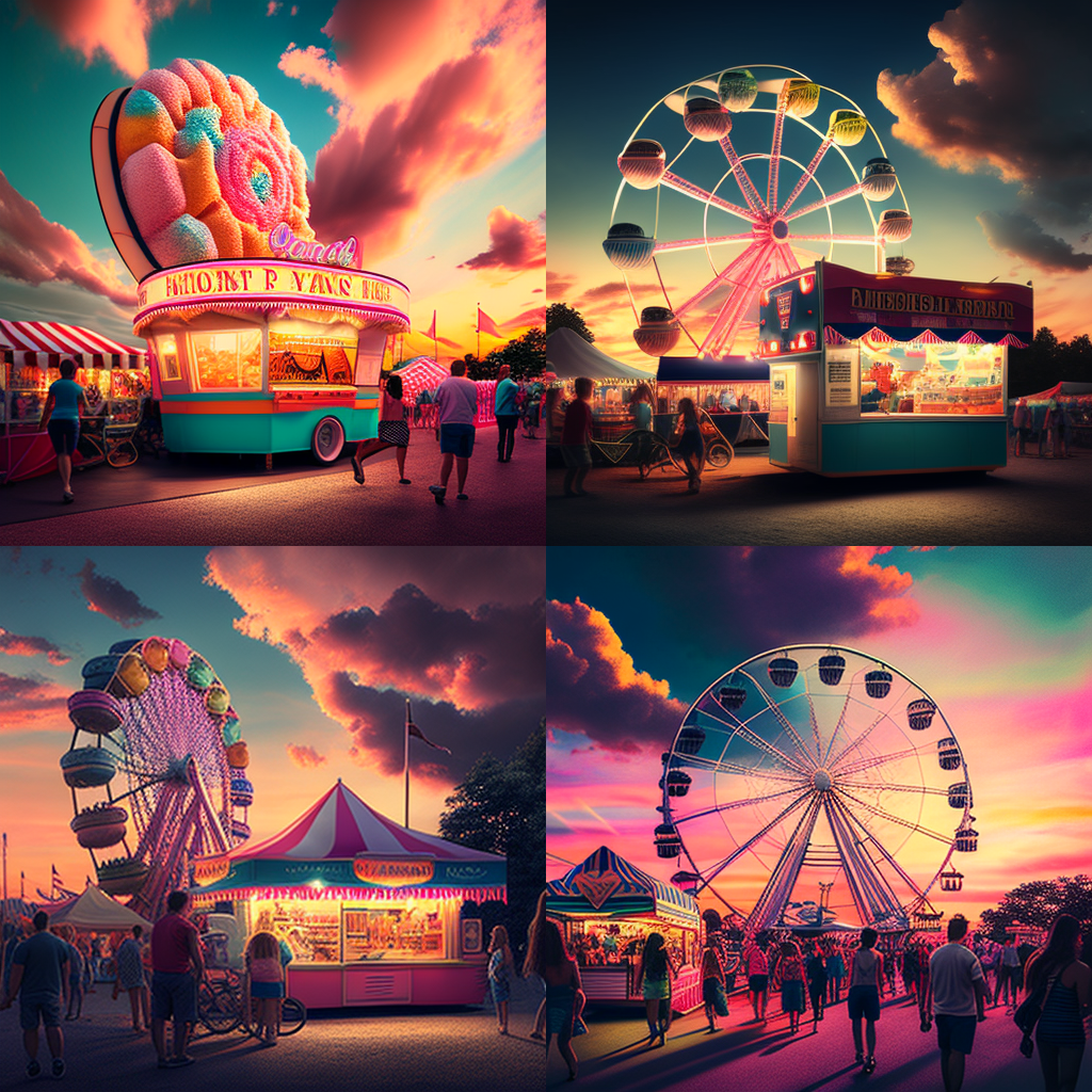 Summer Evening Magic at a New England Carnival - Vintage 1980s