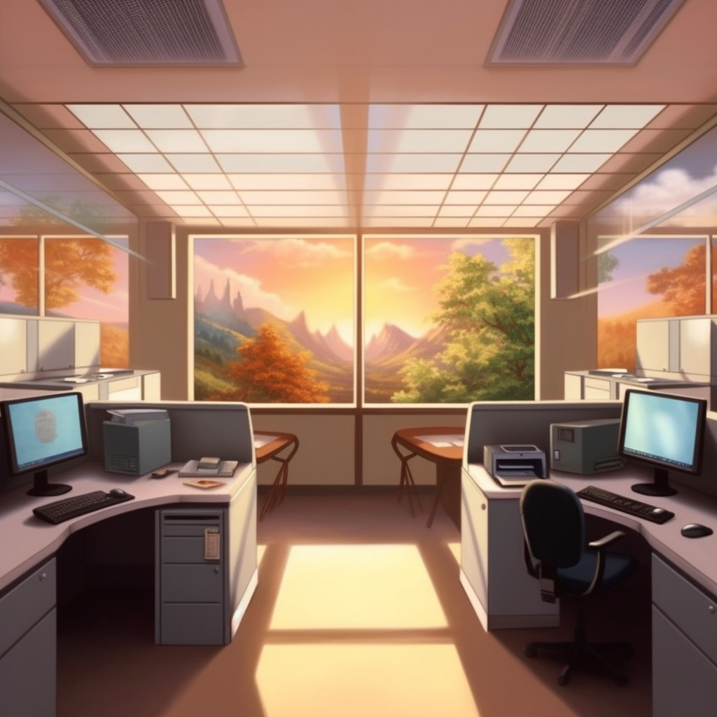 Mid-workday Snapshot at a Modern Office Scene