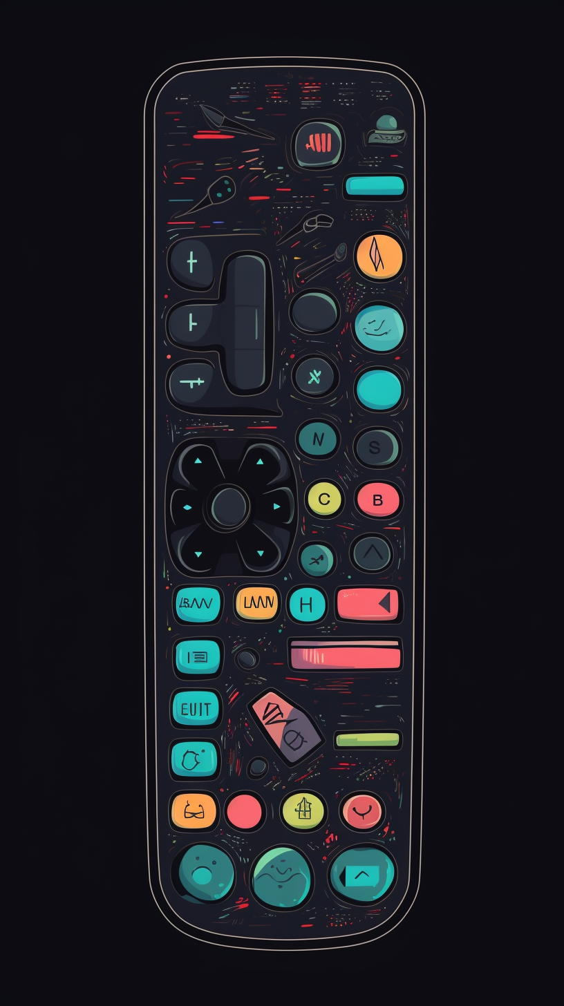 Retro Anime-Inspired TV Remote Illustration