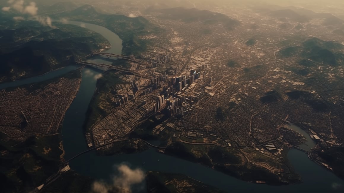 Cityscape Serenade: A Satellite Perspective