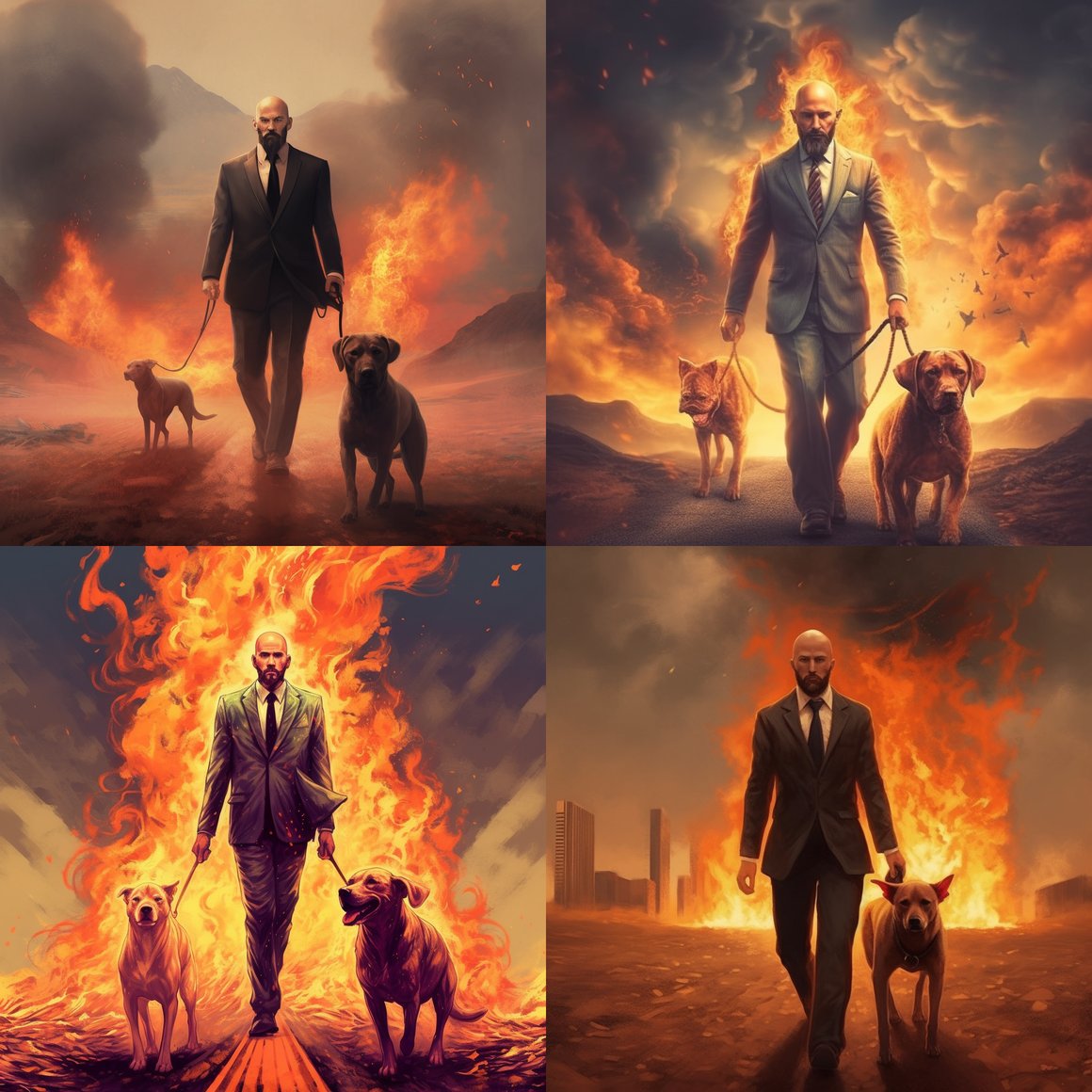 A Surreal Journey of the Bearded Man and His Dog