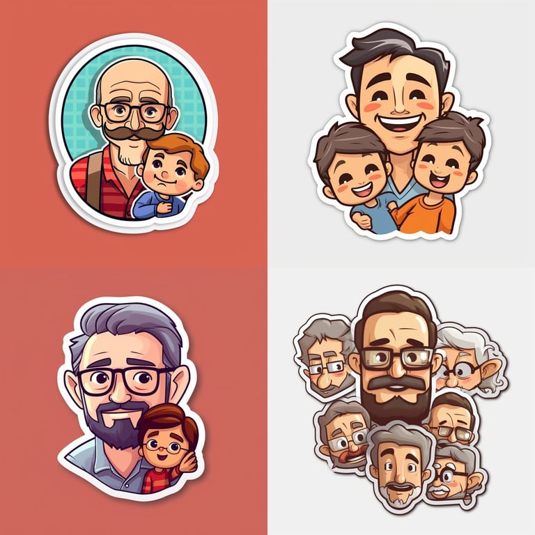 Designing Simple, 2D Father Stickers Vector with Plain Background ...