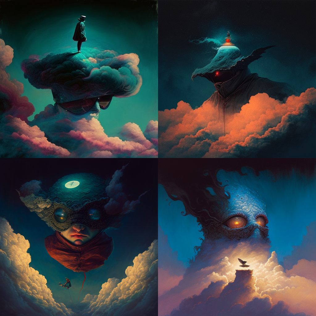 Midnight Cloudscape: A Surreal Flight into Dark Horizons