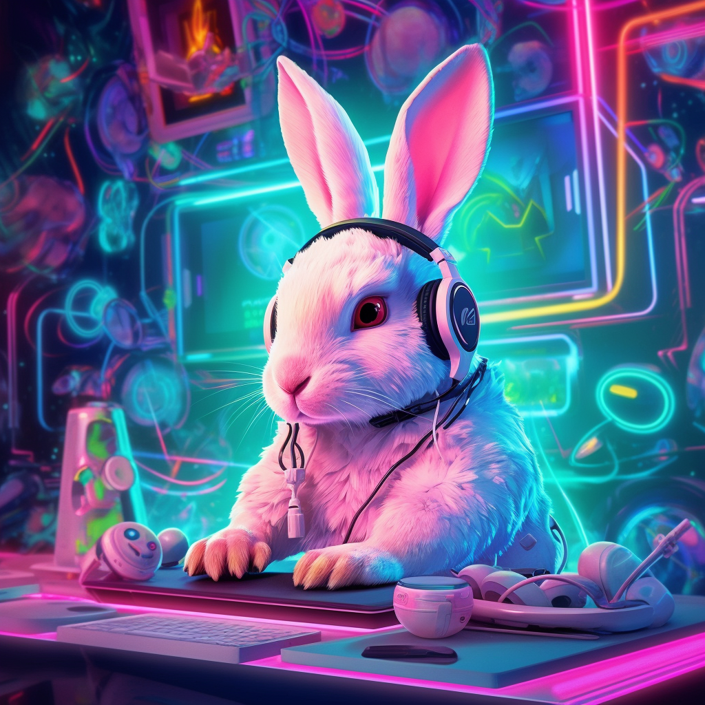 Neon Gamer Bunny: Mid-Journey Break