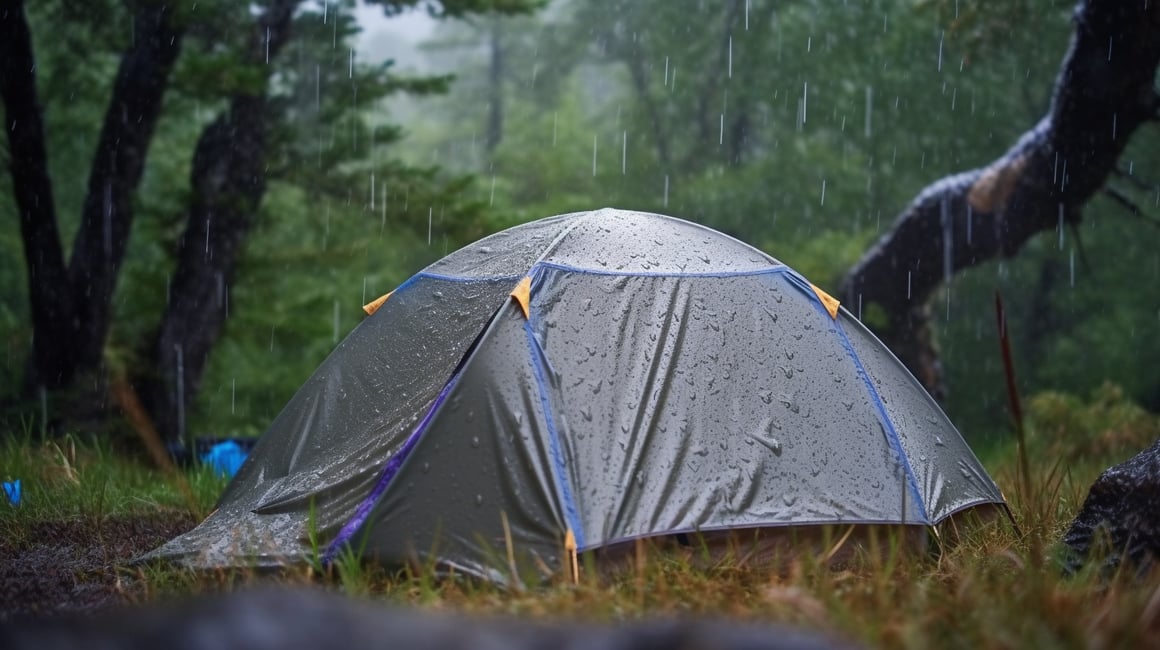 Nature's Serenity: A Rainy Camping Experience