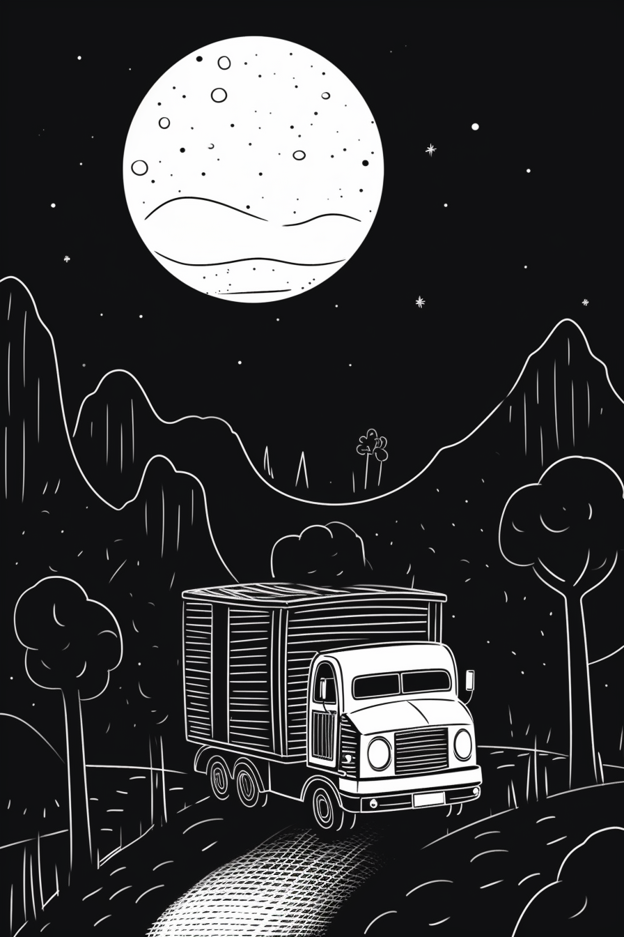 Mid-journey Adventure Coloring Page for Kids