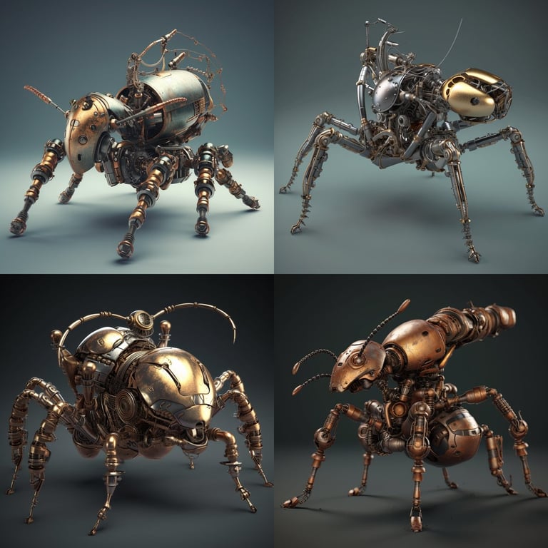 3D Modeling of Mechanical Ant: Mid-Journey Progress Update Prompt ...