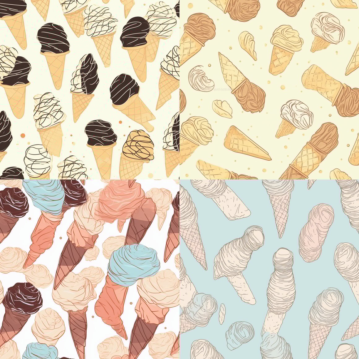 Retro Ice Cream Pattern Modern Artwork Midpoint Progress