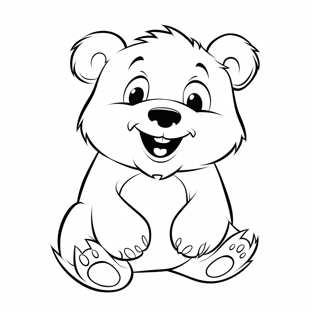 Adorable Bear Coloring Page in Chibi Style