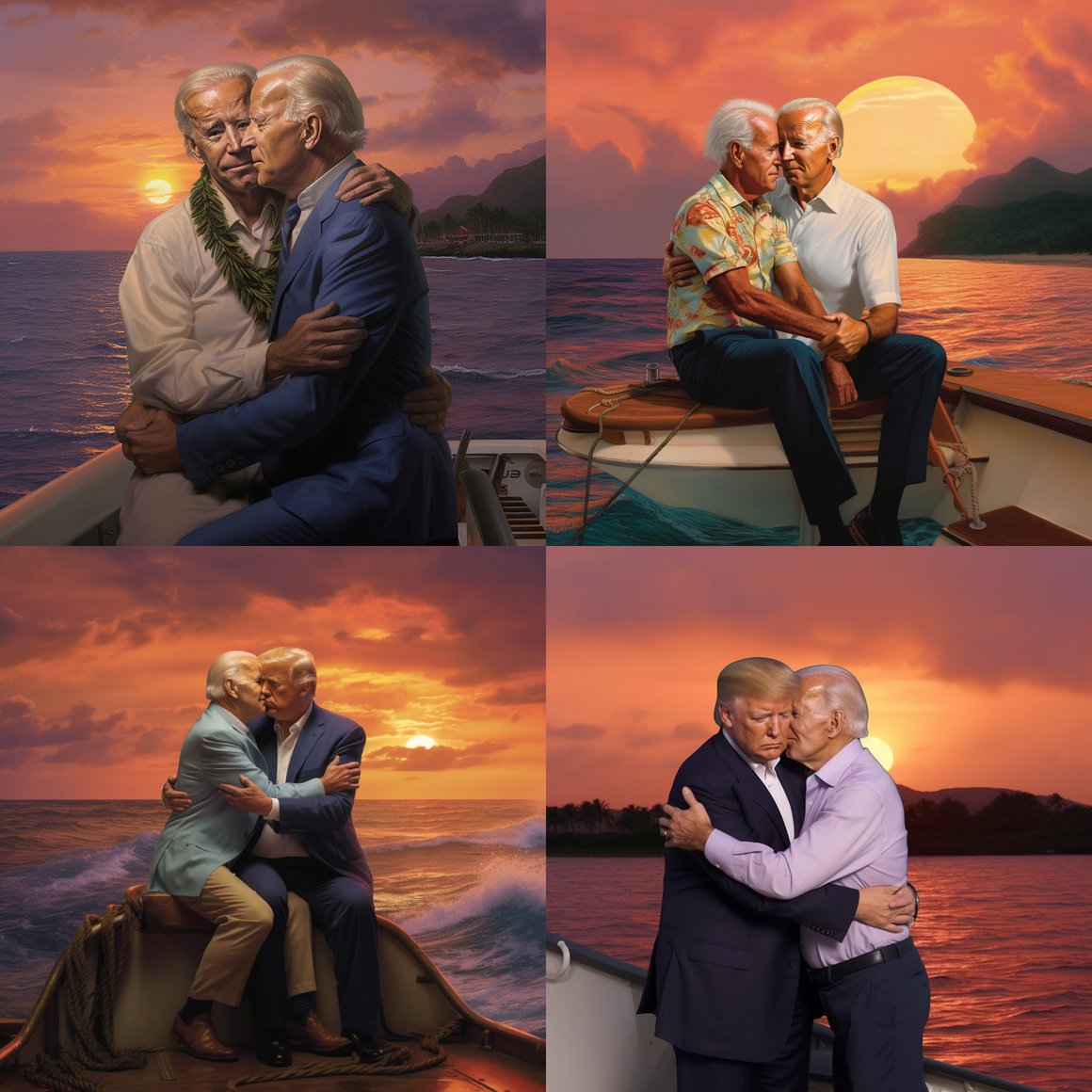 A Sunset Embrace - Biden and Trump in Hawaii