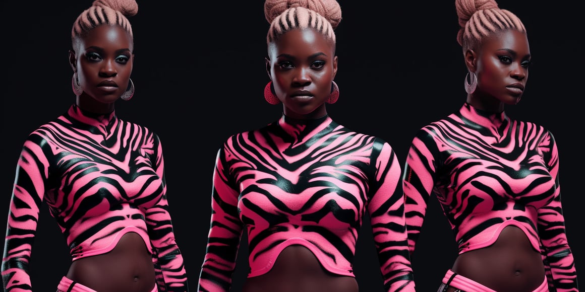 Neon Pink Zebra Skin Render