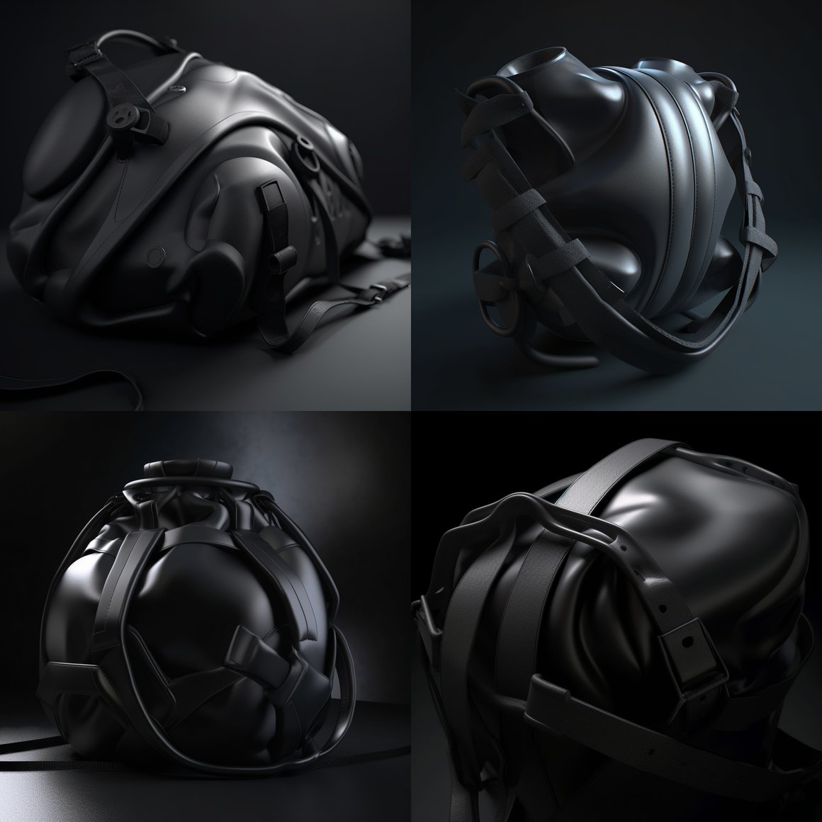 Mid-Travel UHD Image of Black Neoprene Bag in Octane Render - Setup 5