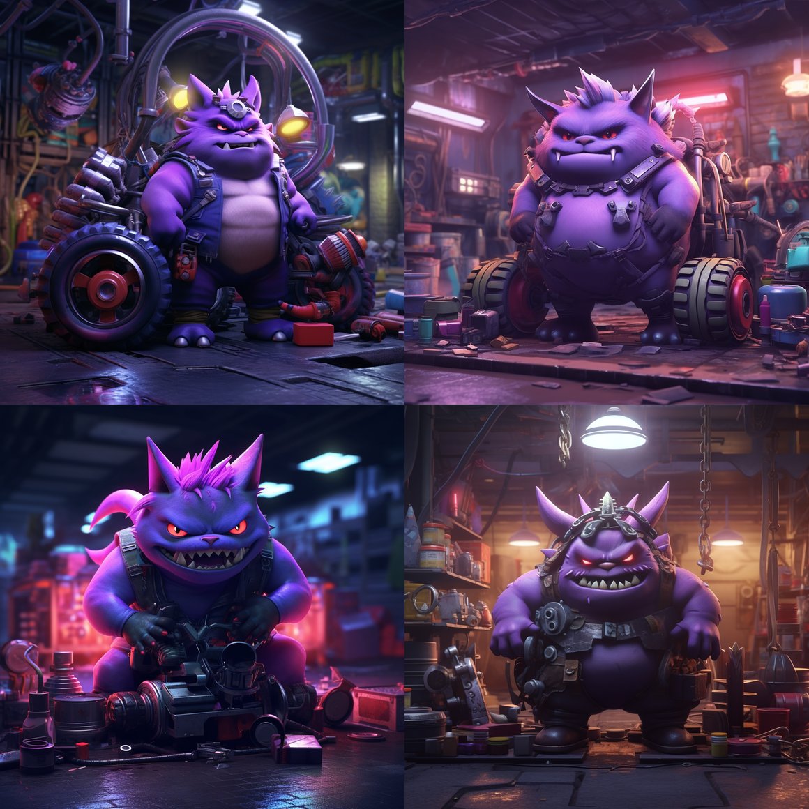 Neon Night Shift: Gengar Mechanic in 4K HD