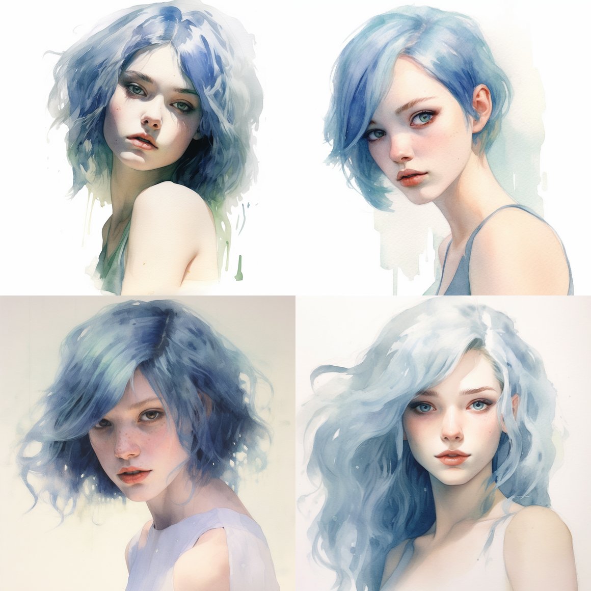 Midnight Blue: A Young Woman's Portrait in Pastel Tones