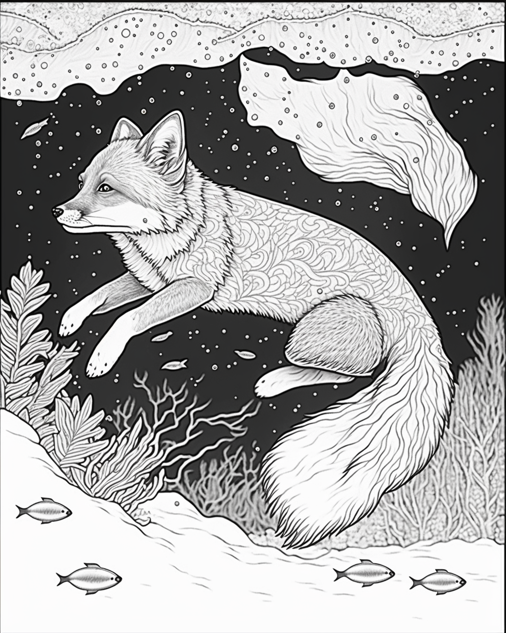 Mid-Way Arctic Adventure: Adult Coloring Book Page