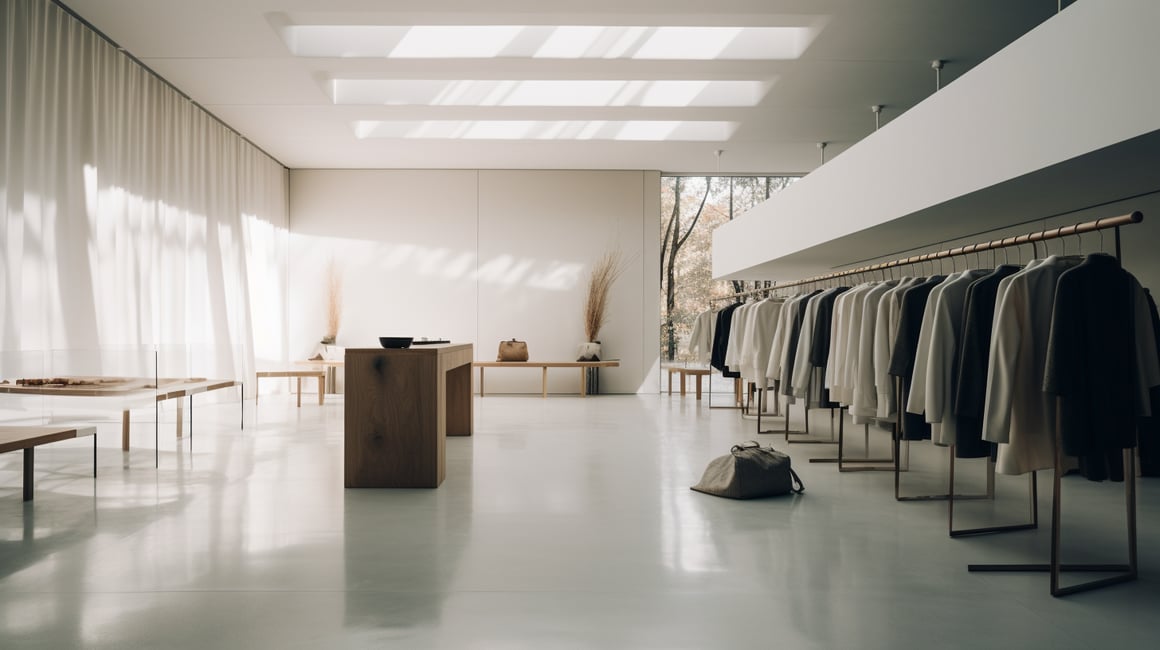 A Tour Through The Minimalist Luxurious Landscape of Japanese Inspired Womenswear Retail Interior - A 2023 Architectural Digest Style Photo Editorial in Full HD