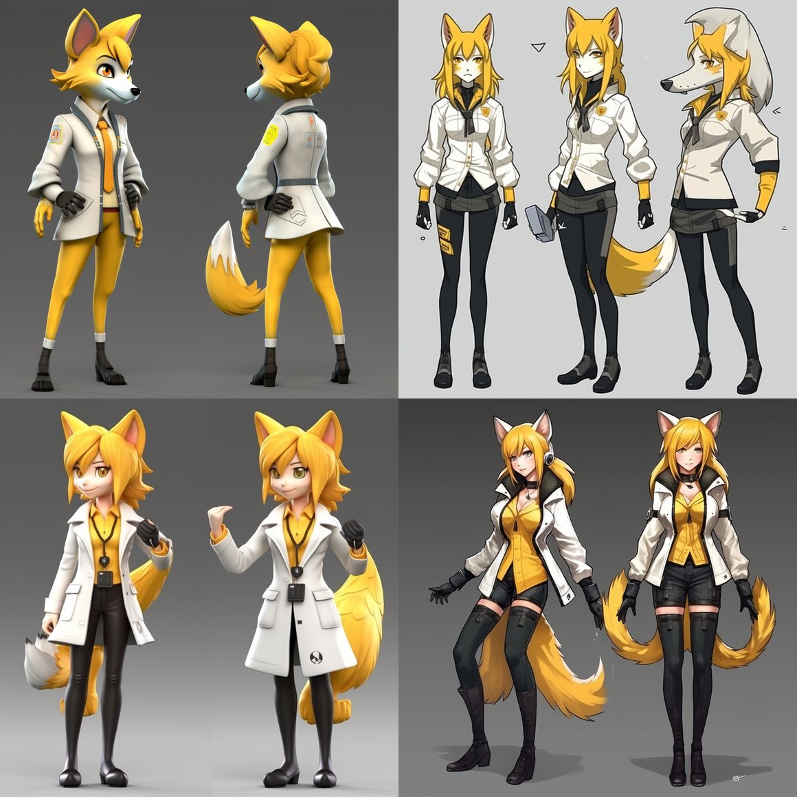 Anime Style Anthropomorphic Fox Scientist Character Design
