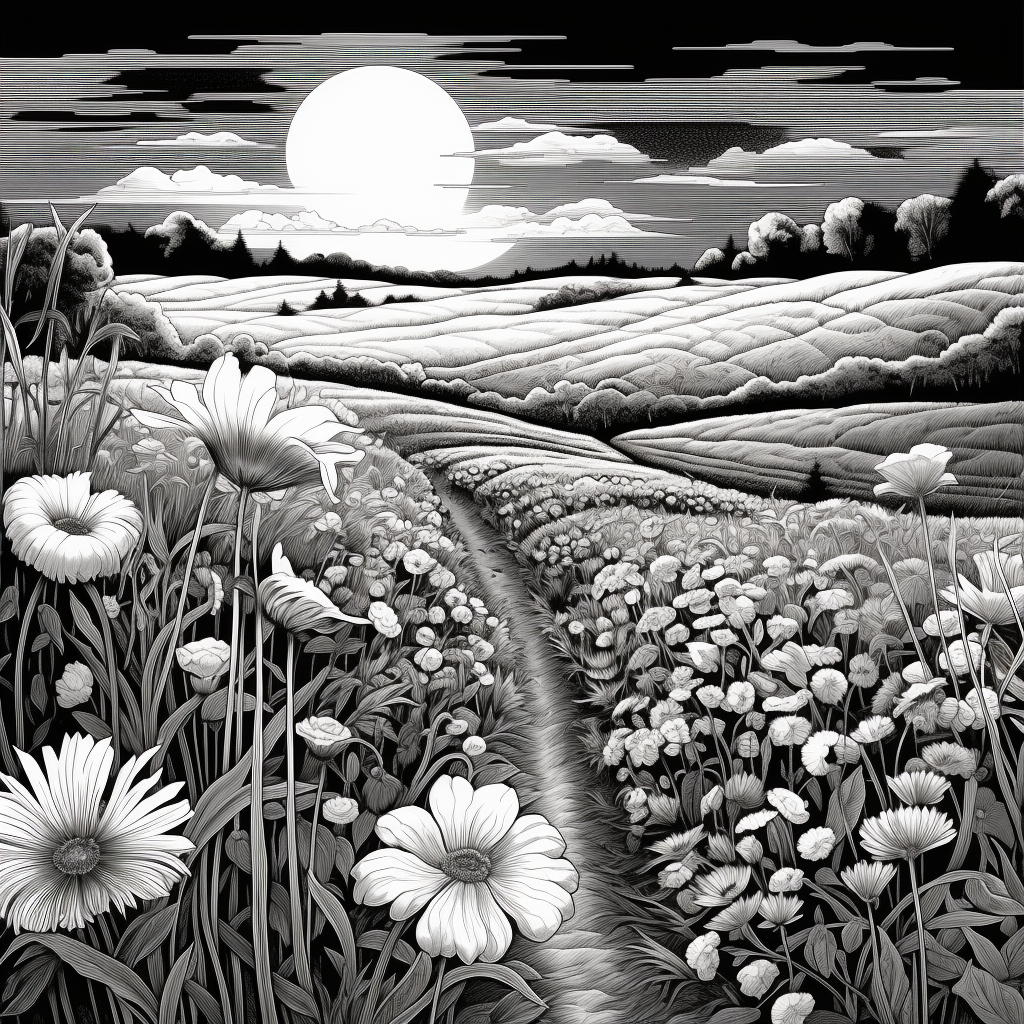 Detailed Floral Field Ink Journey