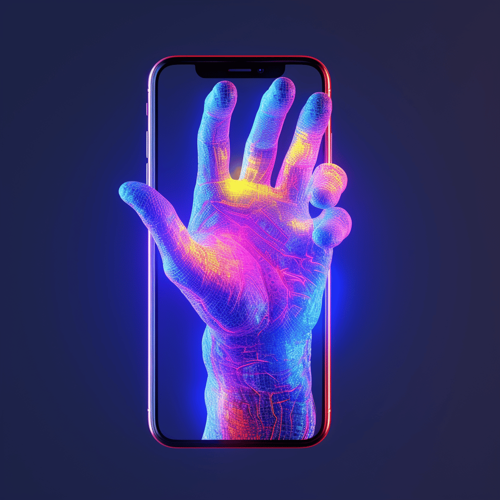 Neon Handheld Reality: A Mid-Journey 3D Render