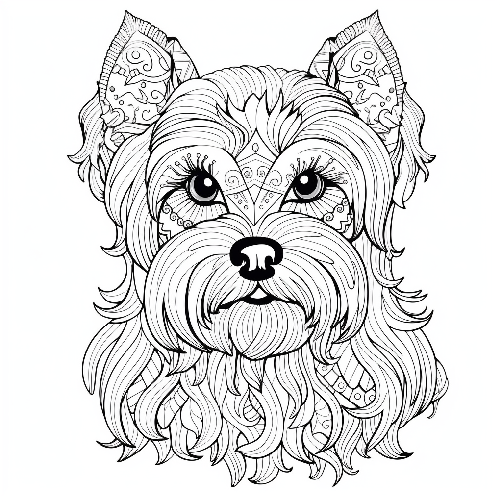 HD Yorkshire Terrier Mandala Coloring Page for Adults