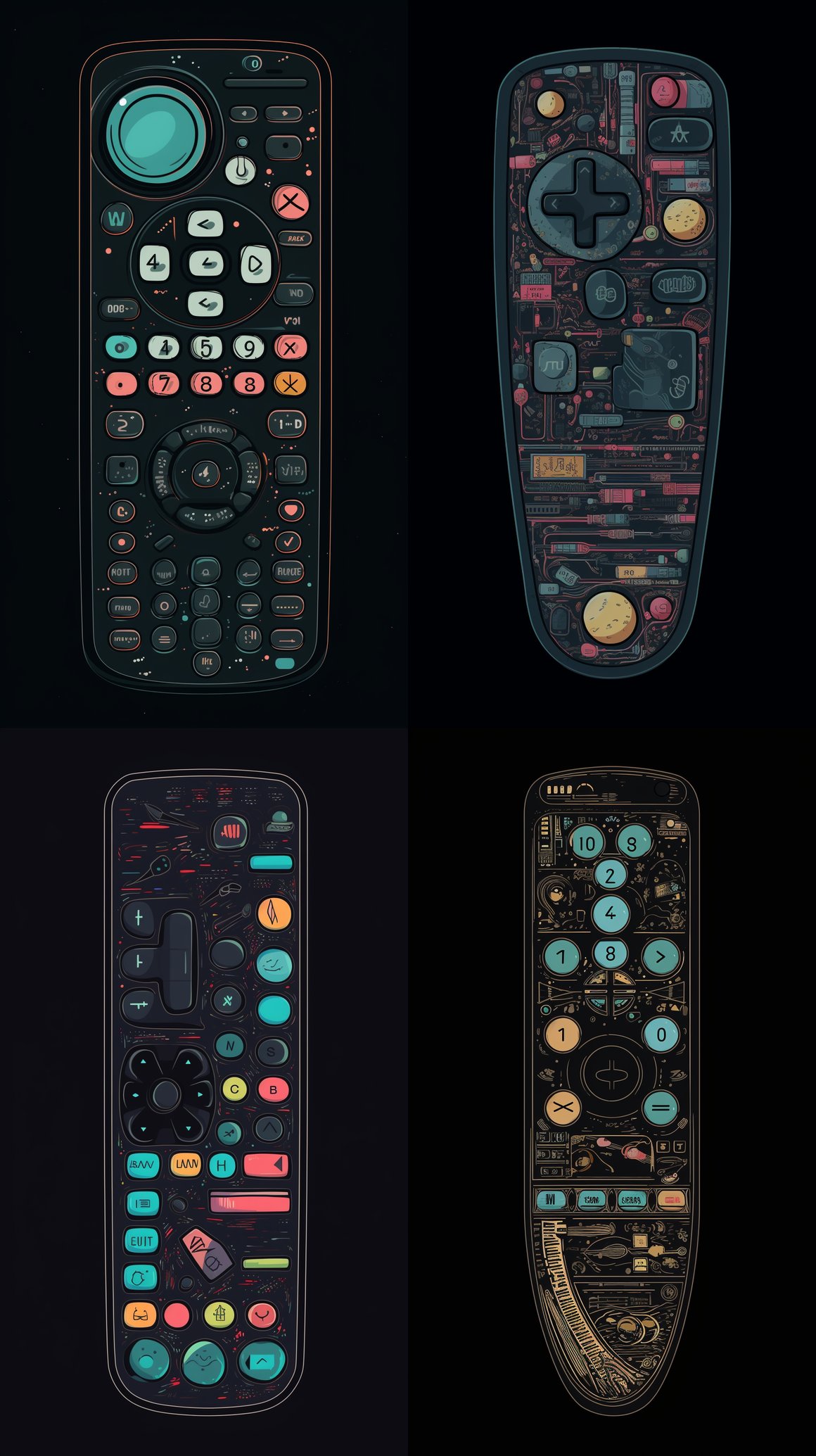 Retro Anime-Inspired TV Remote Illustration