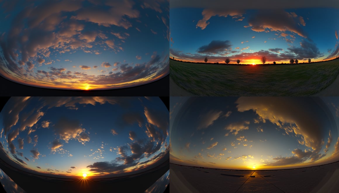 4 PM Crystal Clear Sunset Sky Equirectangular Texture in 8K HDRI Real Photo