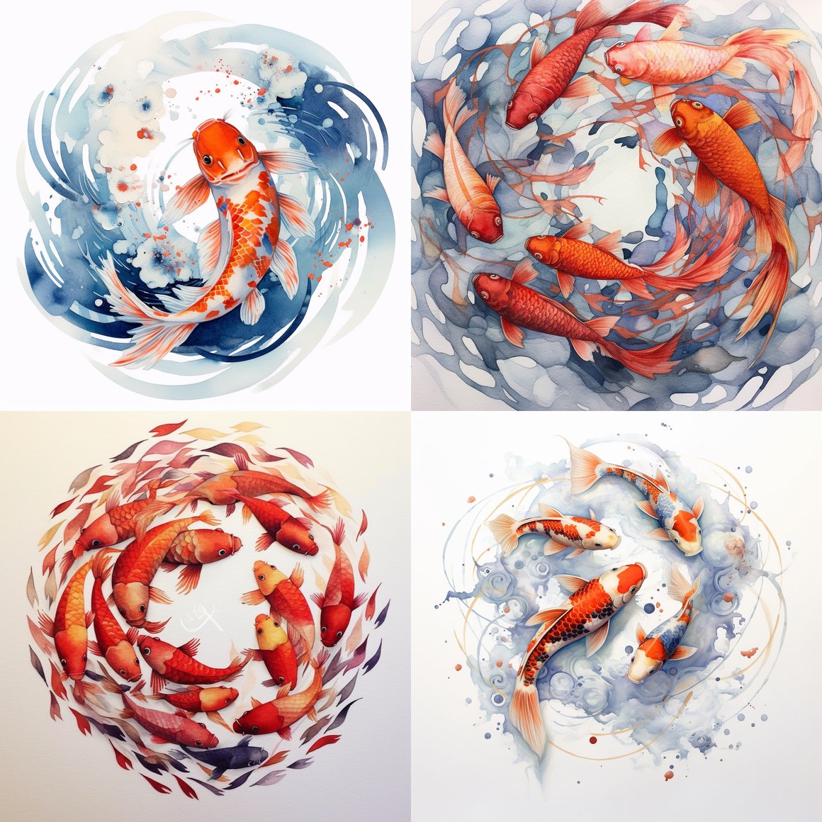 Circles of Koi: A Watercolor Interlude