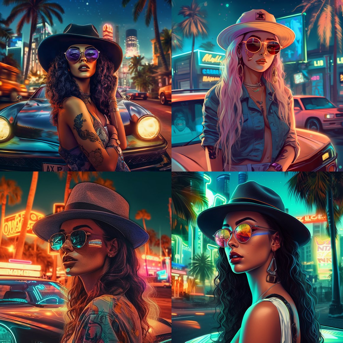 Neon Nights: Cyberpunk Goddess in Futuristic Miami