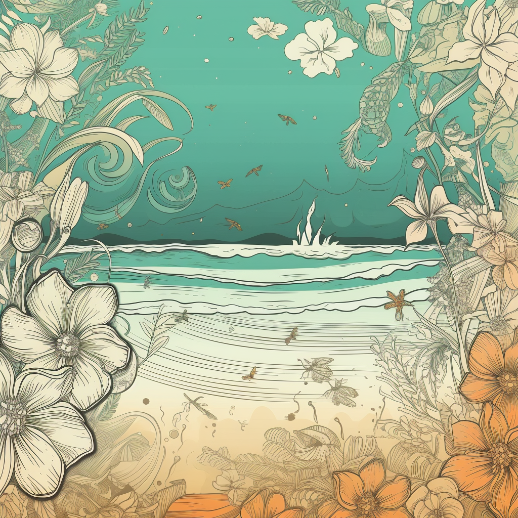 Summer Lovin' Wedding Invitation Line Art Background