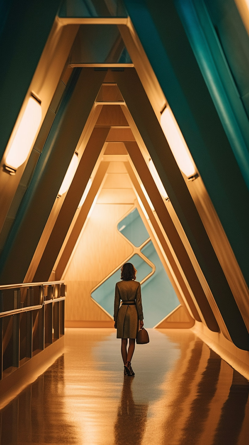Retrofuturistic Spaceship Walk: A Cinematic Still
