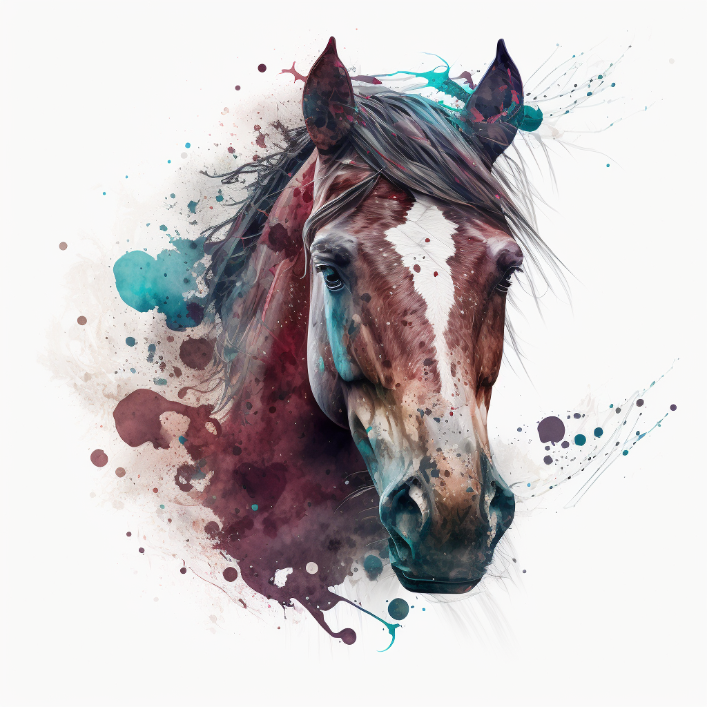 Artistic Horse Portrait in Splash of Colors by Amanda Clark