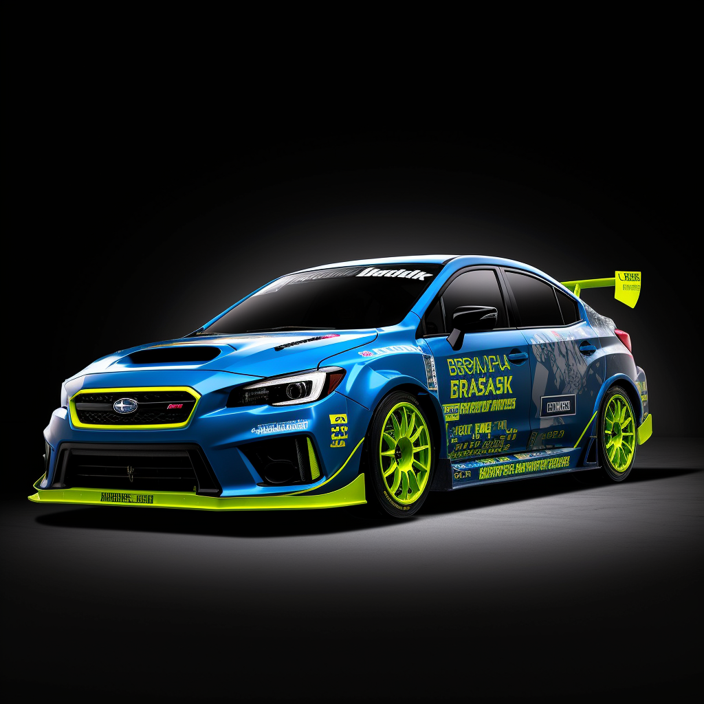Neon Blaze: Subaru WRX STI Mid-Journey Graphic