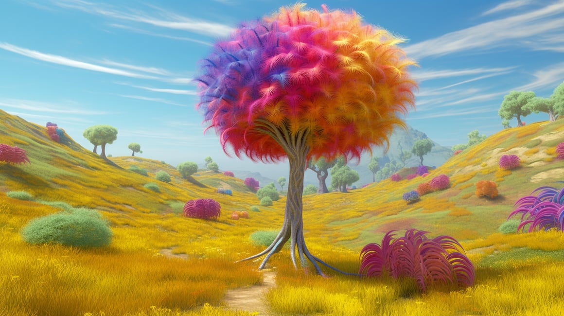 Truffula Trees and Lorax 3D Desktop Wallpaper in 8K