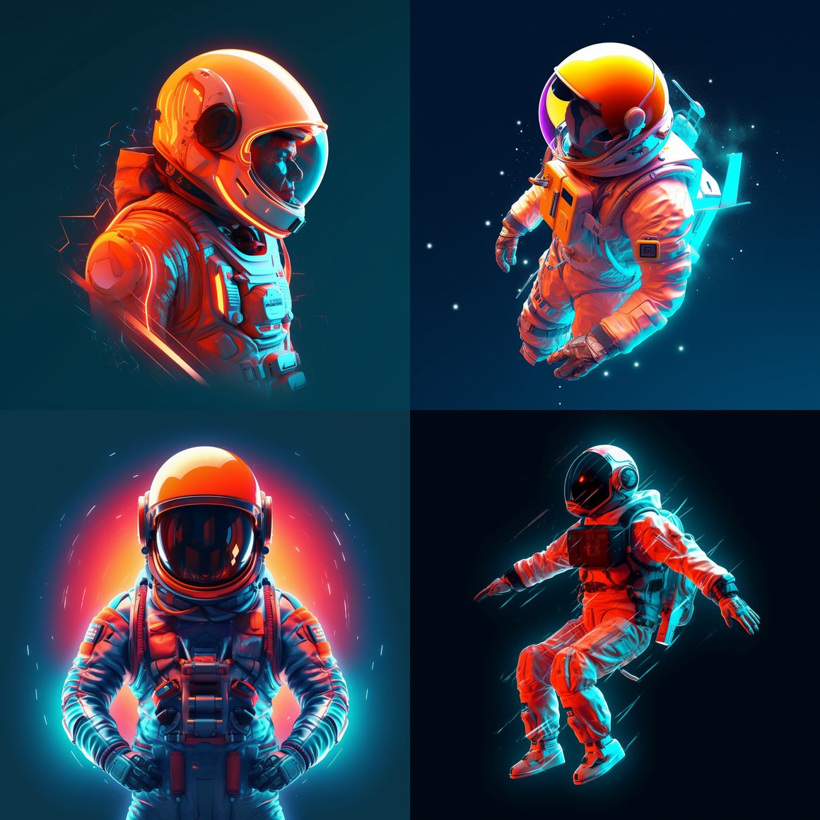 Astronaut's Mid-Journey in Red and Cyan 3D Render
