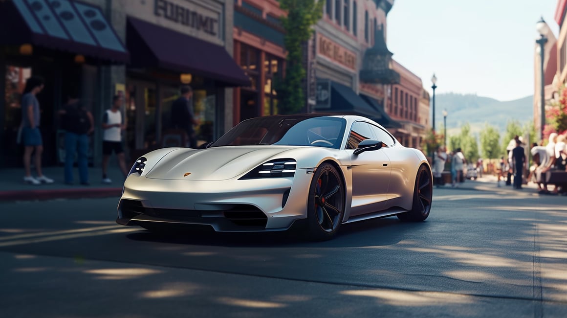 Sunday Marathon Running alongside the 2023 Taycan Porsche in Town