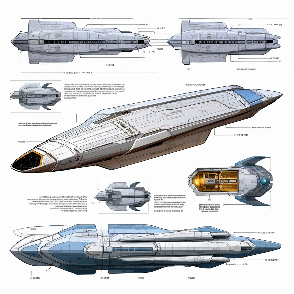 Interstellar Warship: A Detailed Three-View Blueprint