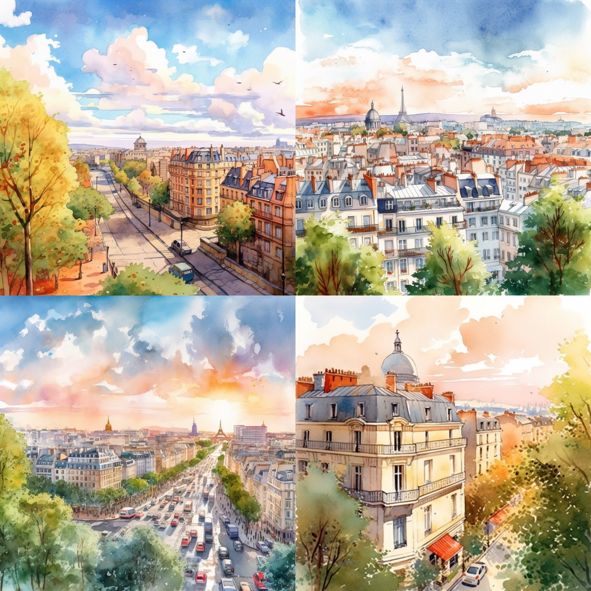 A Sunny Day Watercolor Journey in Children's Book Style