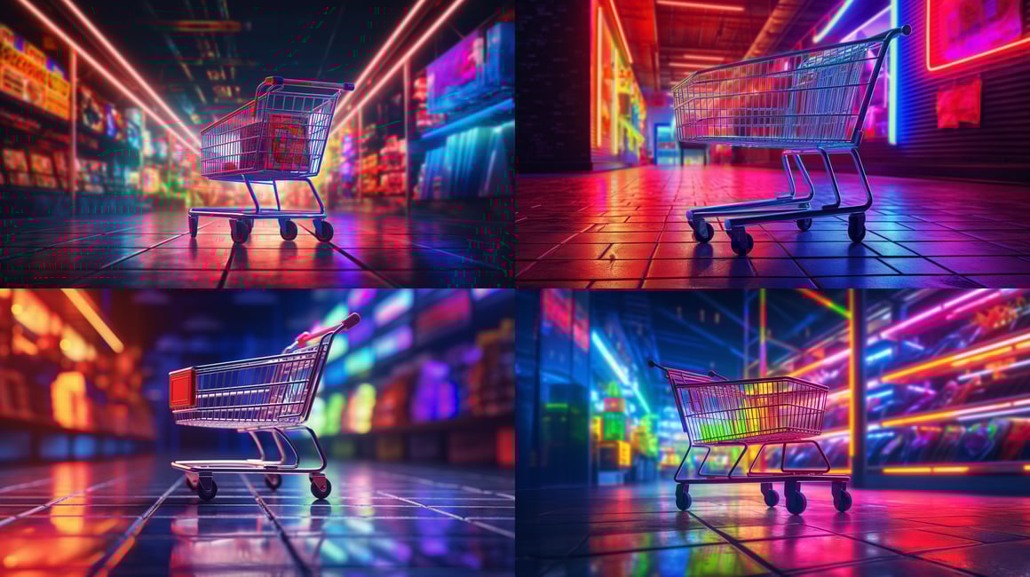 Neon Nights: Hyperrealistic Supermarket Odyssey