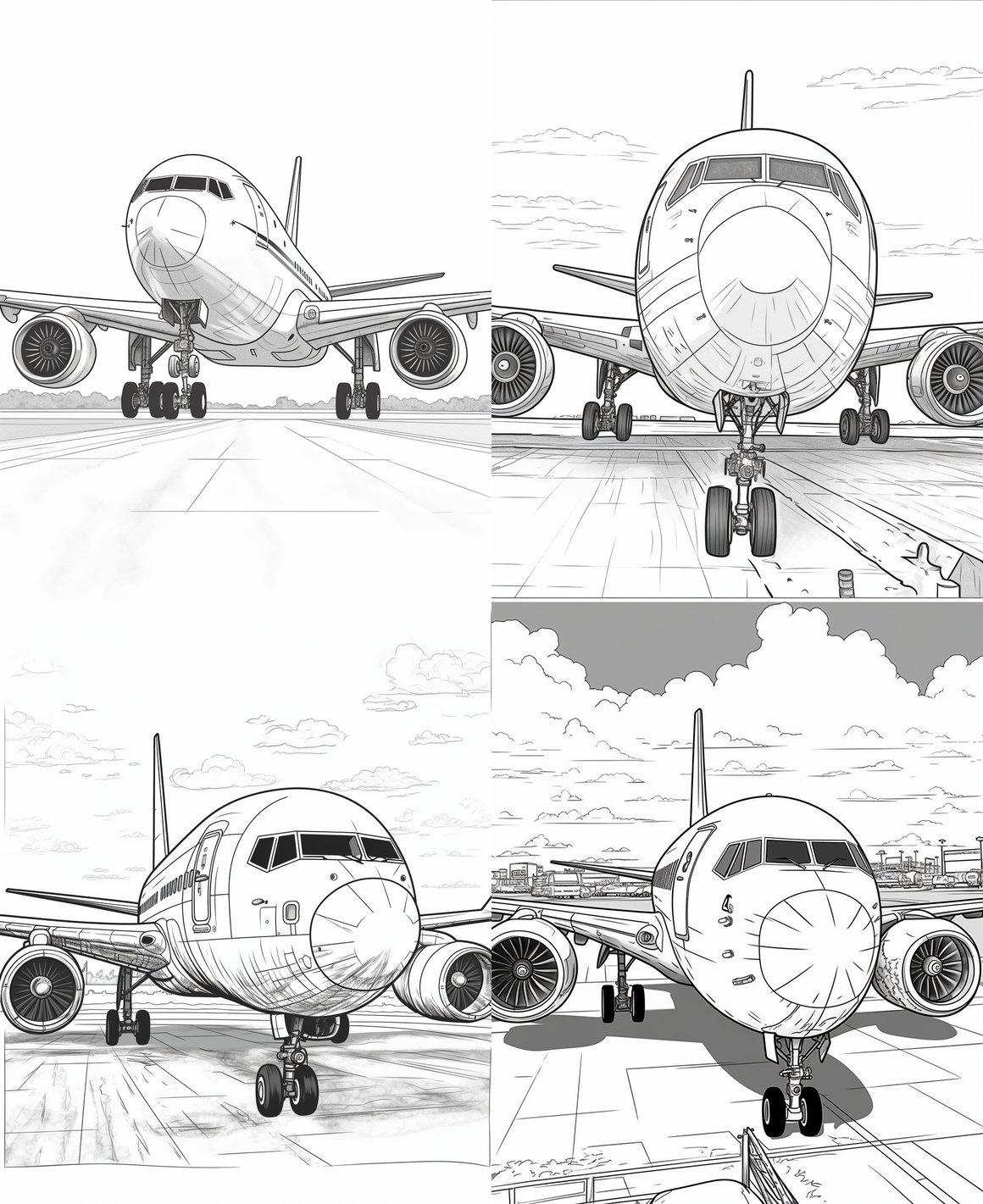 Mid-Flight Fun: Boeing 767 Cartoon Coloring Page for Kids Prompt ...
