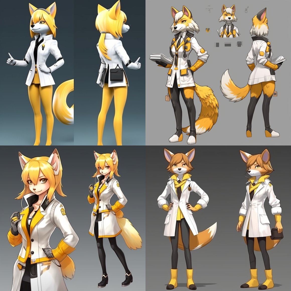 Anime Style Anthropomorphic Fox Scientist Character Design