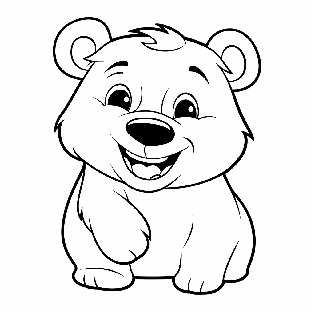 Adorable Bear Coloring Page in Chibi Style