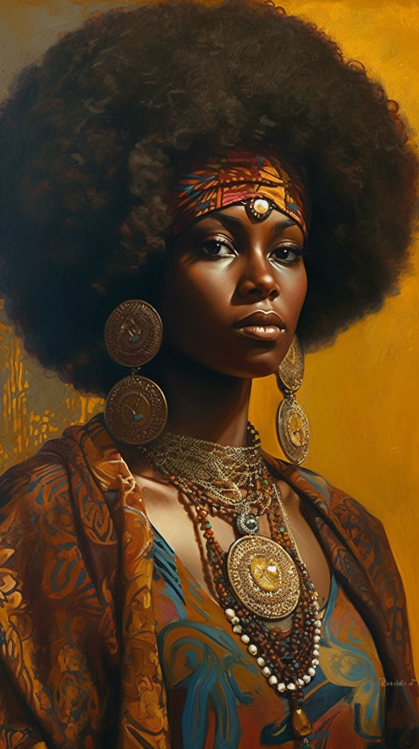 Retro Afro-Queen in Leyendecker Style