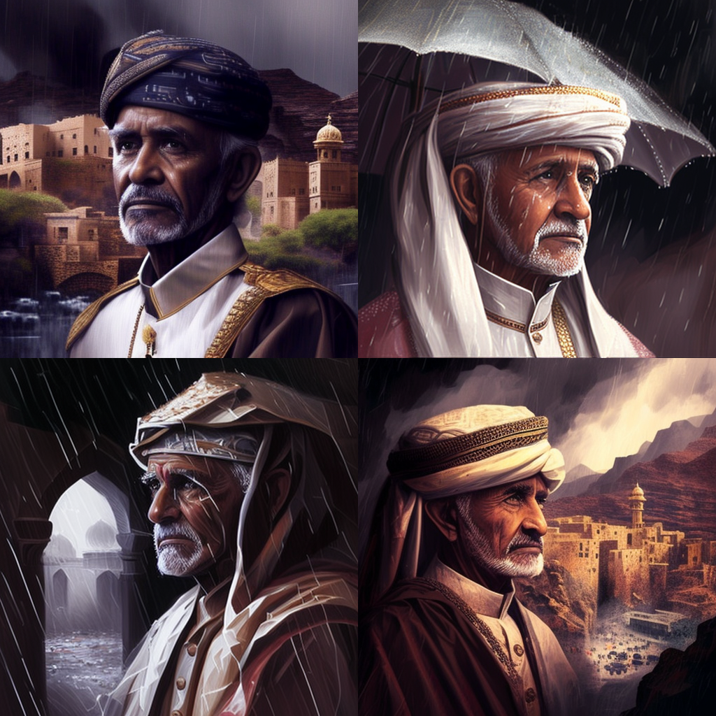 Sultan Qaboos' Public Encounter at Ancient Castles amid the Drizzle, 2000 - Version 4