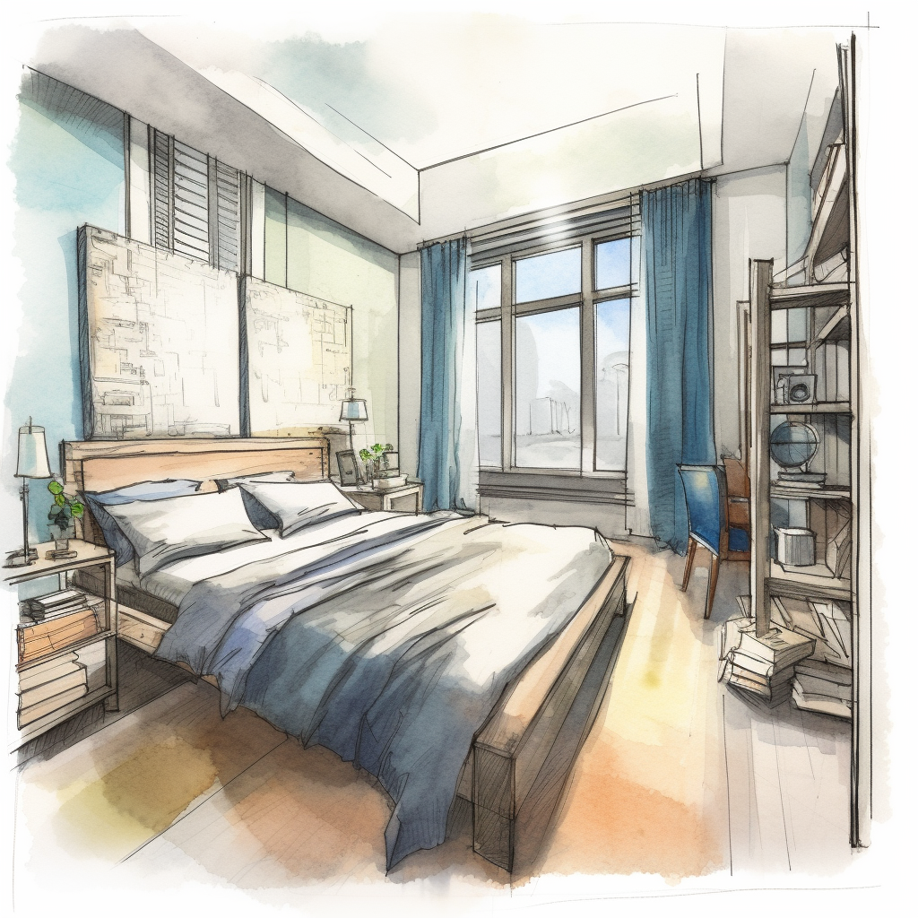 Classic Bedroom Interior with Portrait Wall, Version 5.1