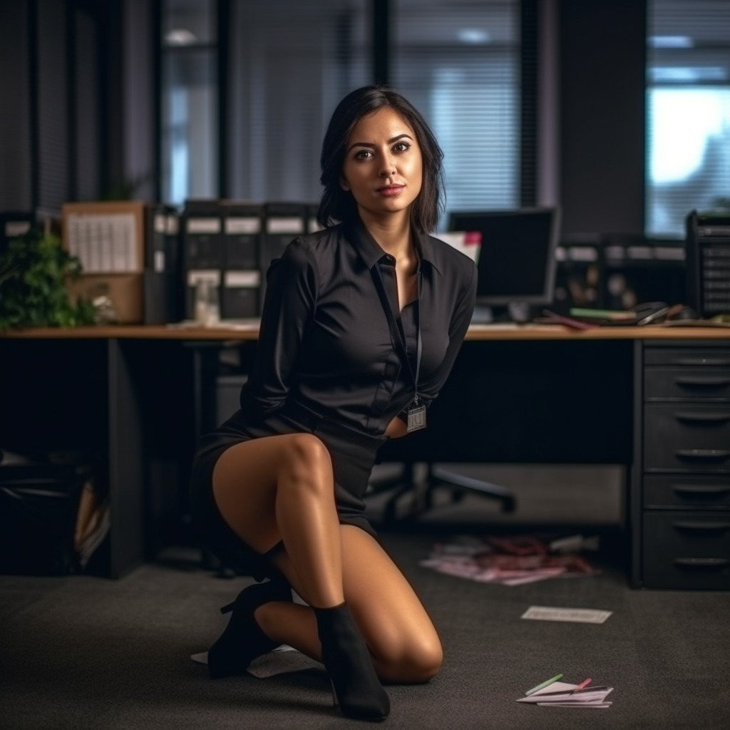 Midnight Break: Professional Office Lady in Stylish Outfit