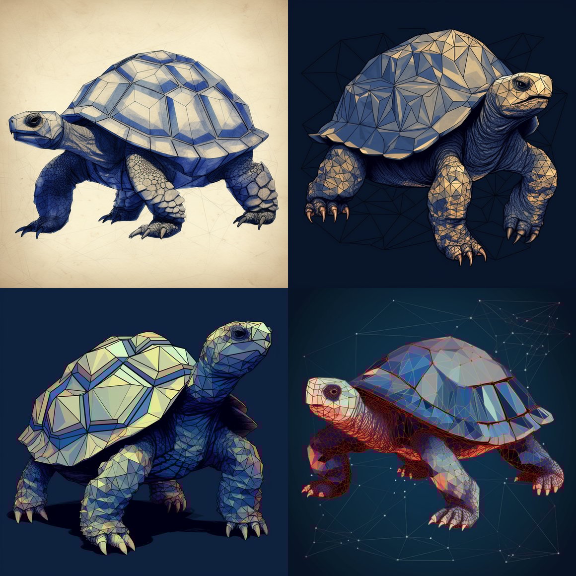 Midnight Blue Geometric Tortoise Journey